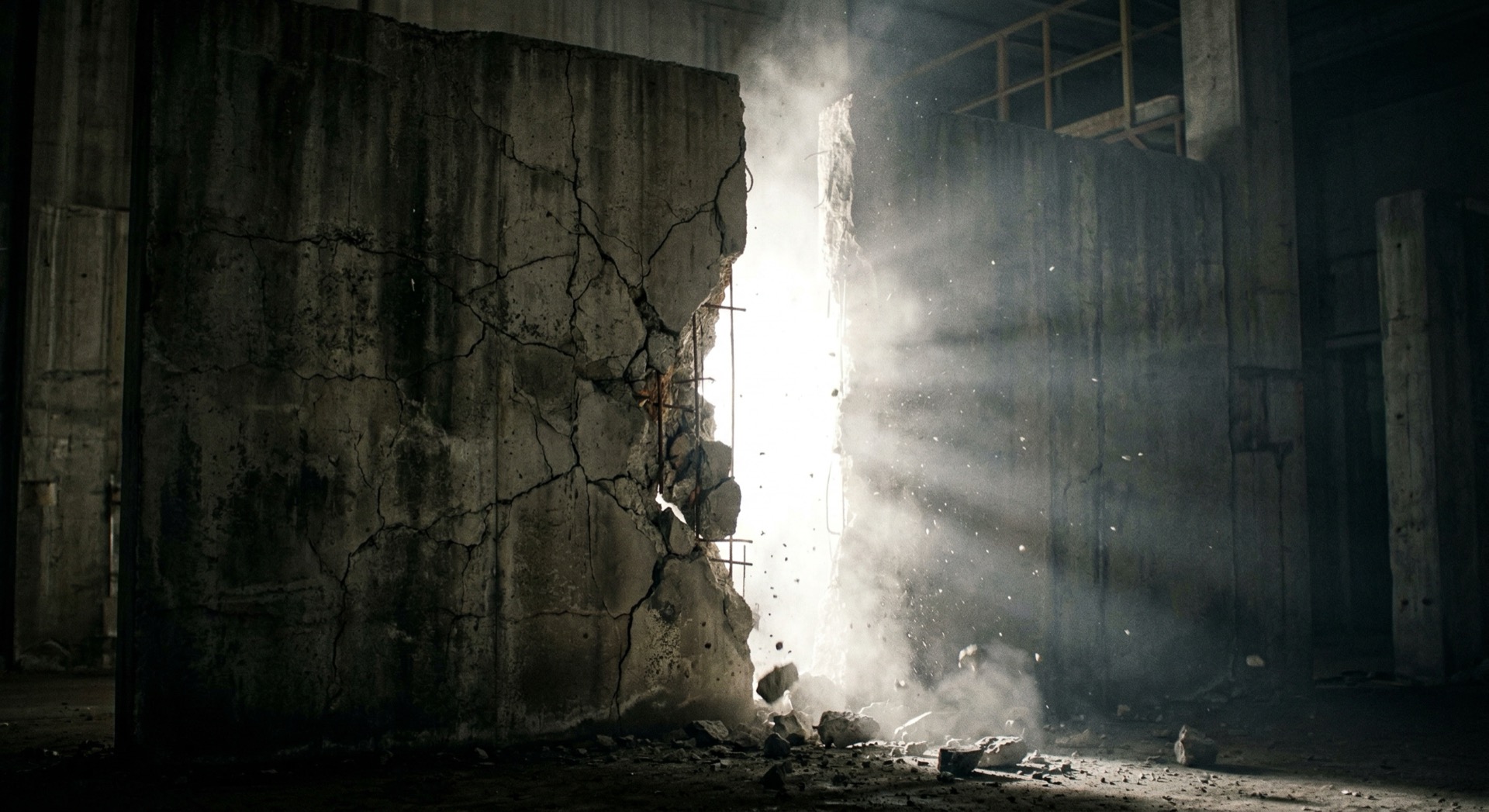 Wall cracking open with light breaking through — decades of research converging